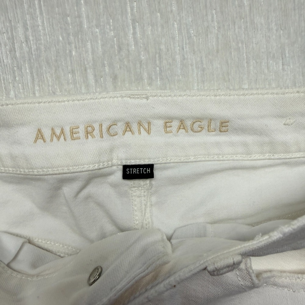 American Eagle Outfitters High Rise Mini Skirt Womens 6 White Stretch Frayed Hem - Picture 3 of 12